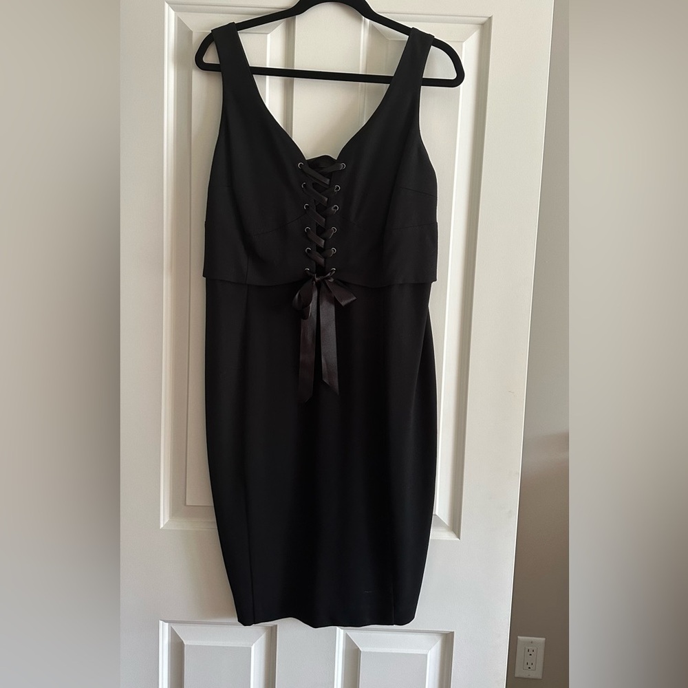 NEW with TAGS Lane Bryant Black Cocktail Black Tie Lace Up Dress